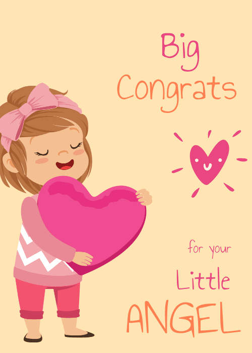 New baby congratulations card with sweet illustrated design featuring angelic baby motifs and bold congratulations text reading Big Congratulations Little Angel