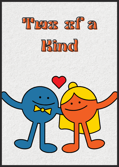 Funny wedding greeting card with witty illustrated humorous design and playful text delivering funny wedding wishes with warmth and good humor for the newlyweds