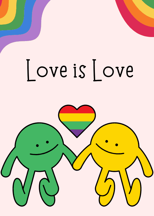 Inclusive wedding congratulations card with vibrant illustrated design celebrating lgbtq love with joyful colorful elements and warm heartfelt congratulations message