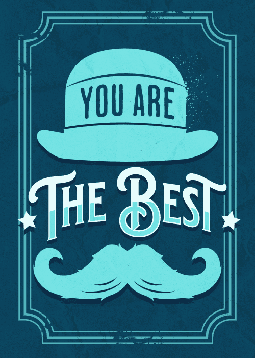Employee appreciation card with bold typographic design and large expressive text reading You Are The Best with celebratory illustrated accents and warm colors