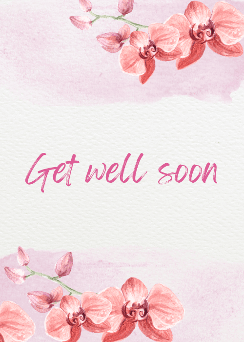 Get well soon card with warm soft illustrated design featuring caring recovery wishes and gentle heartfelt get well soon messaging in soothing supportive tones