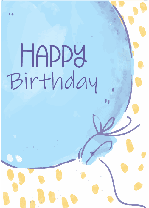 Simple happy birthday card with bright illustrated balloons in multiple colors and bold Happy Birthday text against a clean cheerful background