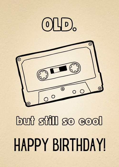 Bold and funny typographic birthday card with a witty message and high-contrast design