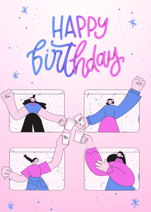 Modern gradient colour birthday card with bold typographic birthday message
