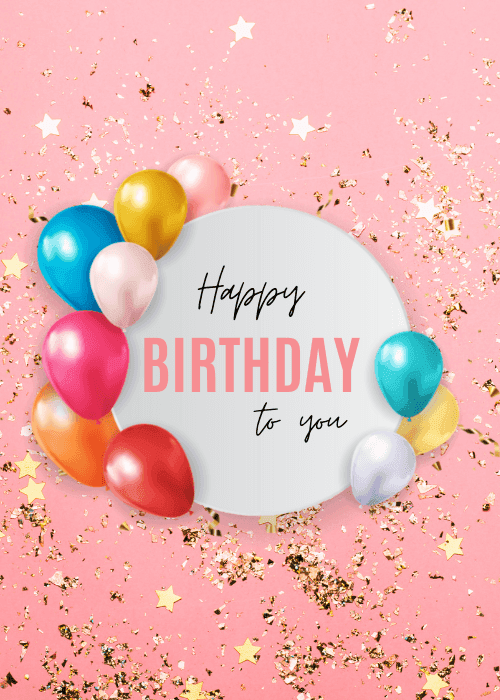 Colorful happy birthday group celebration ecard with vibrant illustrated festive design featuring bold celebratory elements and energetic birthday messaging for a group celebration