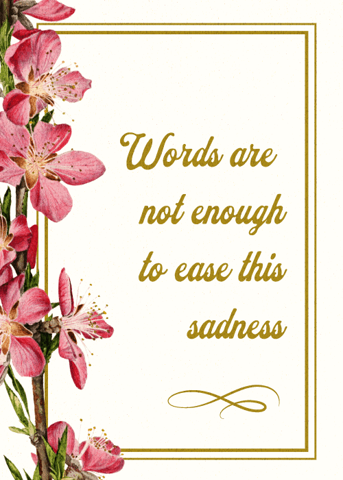 Soft blue clouds and landscape with sympathy message on a white background