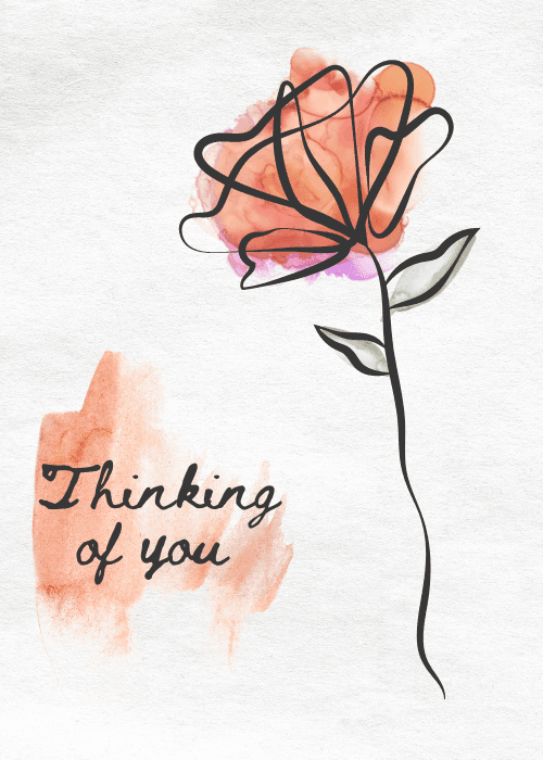 Thinking of you sympathy greeting card with a near-white minimalist design featuring soft gentle accents and a delicate heartfelt message