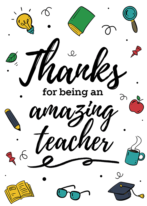 School doodles with thanks for being an amazing teacher text