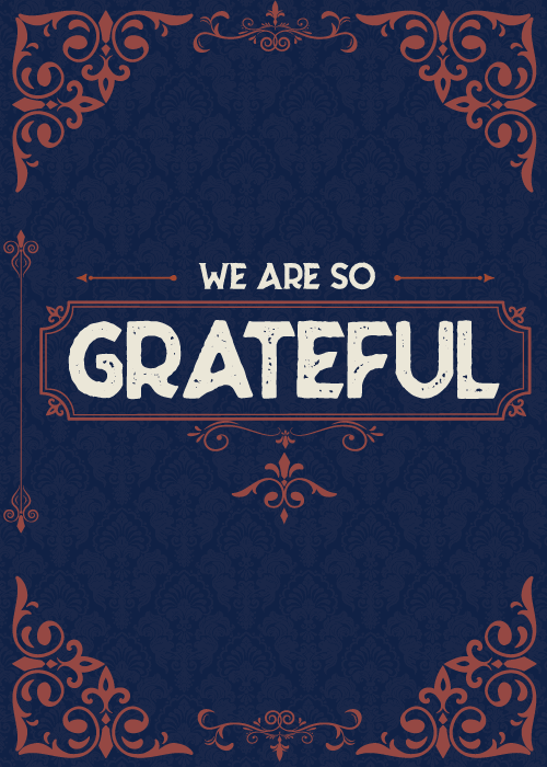 Thank you farewell group ecard with a deep navy blue background and bold elegant typographic grateful message for expressing deep gratitude to a departing colleague