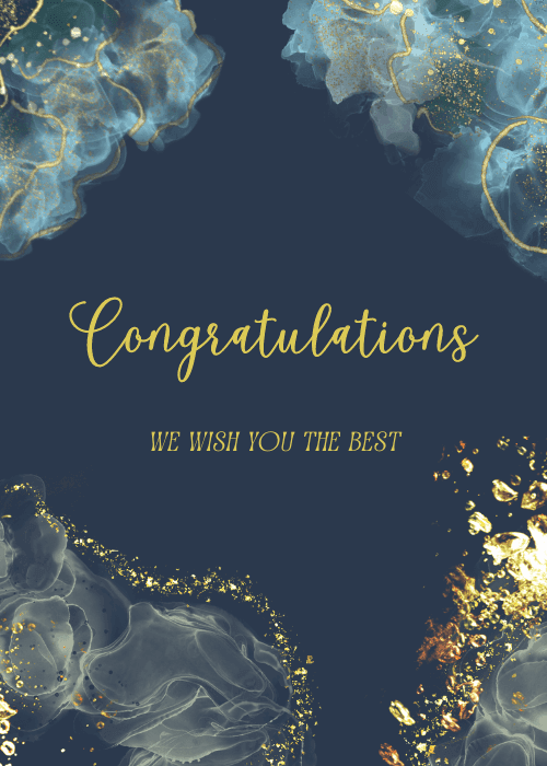 Light blue greeting card with floral swirl illustrations and large fluid brush-lettered text reading "wish you the best"