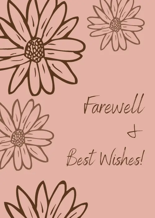 Deep plum Art Deco card with gold geometric border and 'THANK YOU for HARD WORK / for COFFEE BREAKS' farewell text