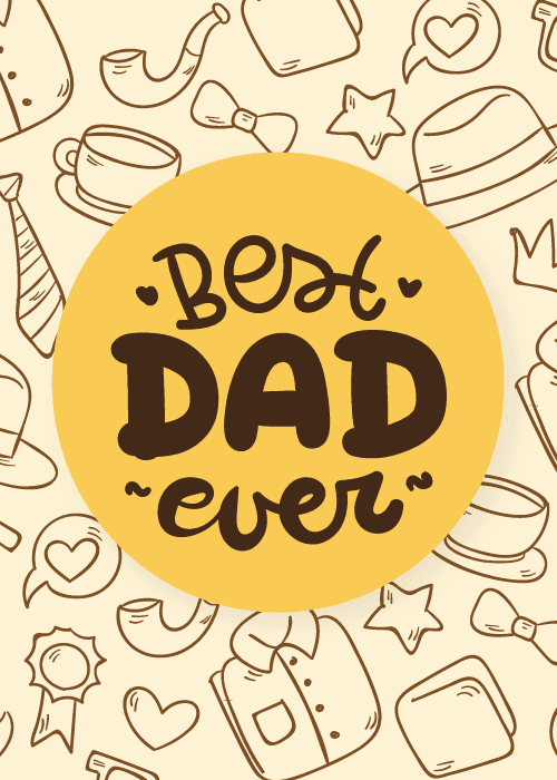 Large blue bow and ribbon with best dad ever text on a white background