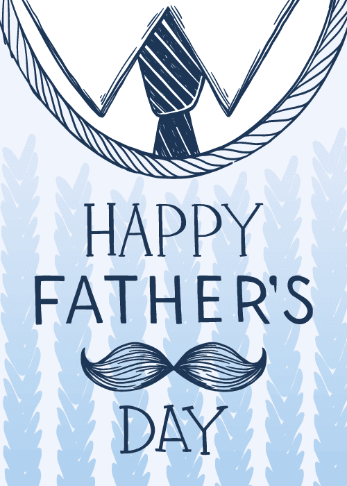Mustache and striped tie icons with happy father's day text