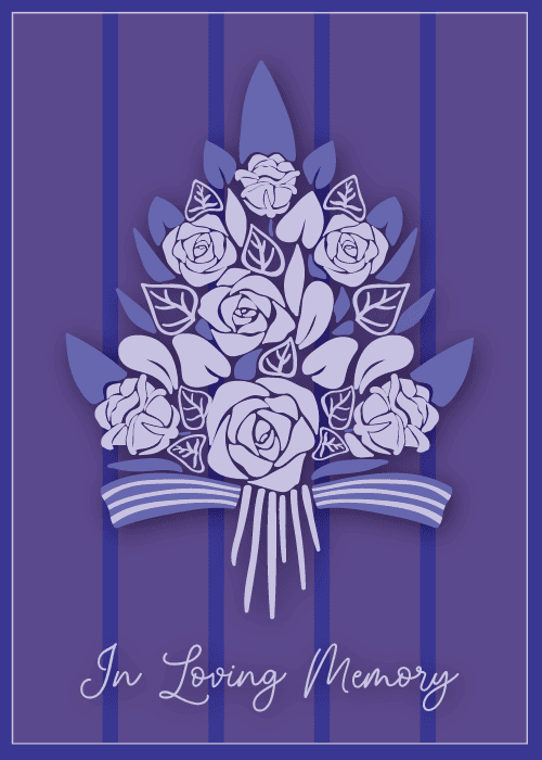 Soft floral watercolour sympathy card with In Loving Memory message for a group tribute