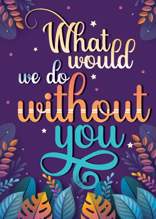 Bold floral frame on a black background with appreciation message
