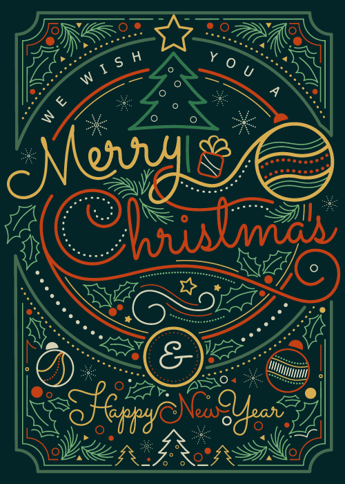Santa in his sleigh over snow with merry christmas text