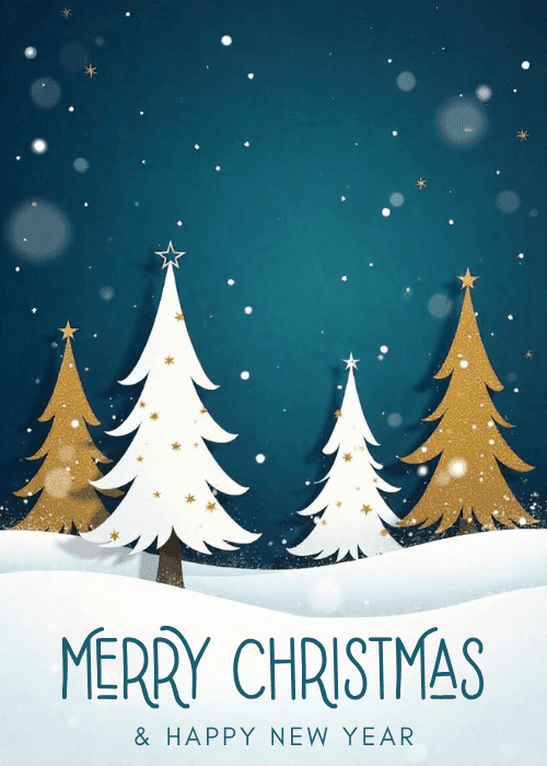 Gold glitter ho ho ho text on a red background with christmas and new year text