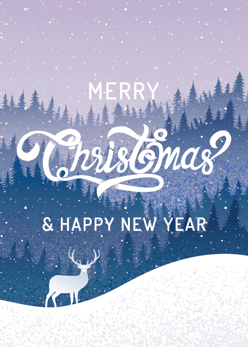 Gingerbread reindeer and foliage with merry christmas text