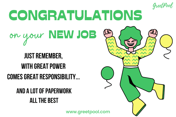 Funny congratulations on your new job message image