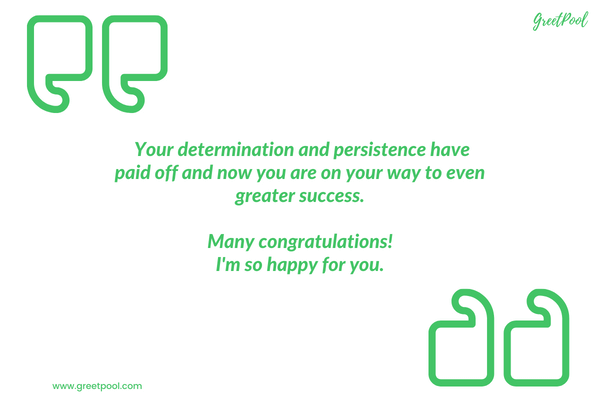 Example congratulations message that can be sent to someone who got a new job