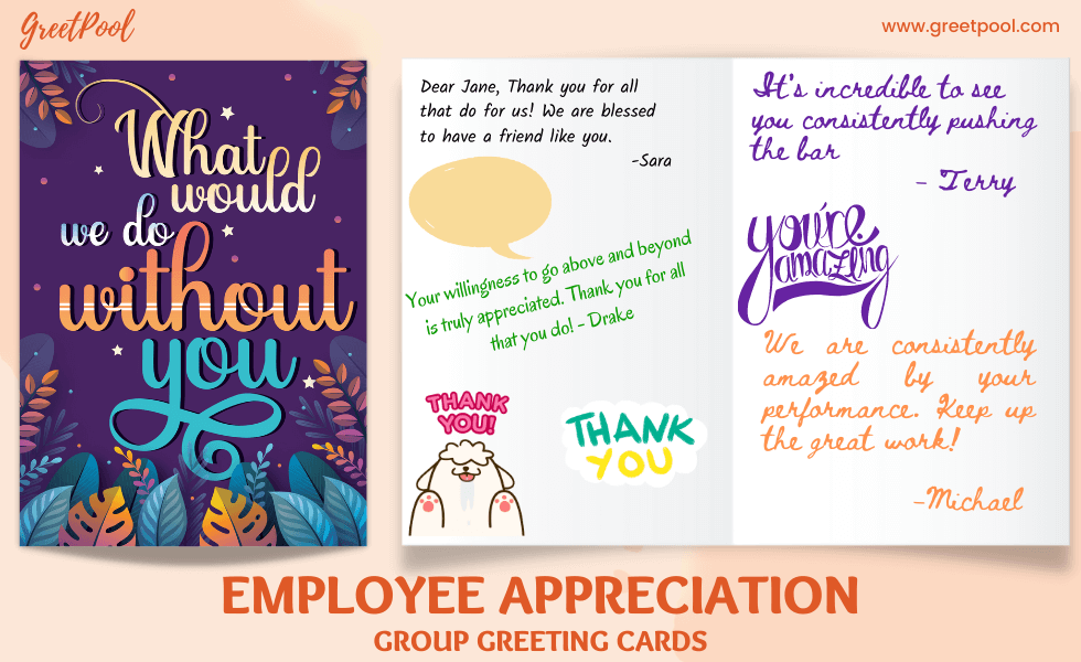 Employee Appreciation Ideas - Group Greeting Cards signed together by all | GreetPool