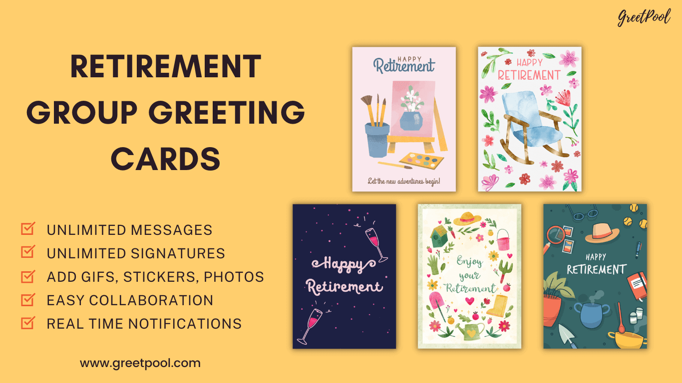 Happy retirement wishes online with group greeting cards